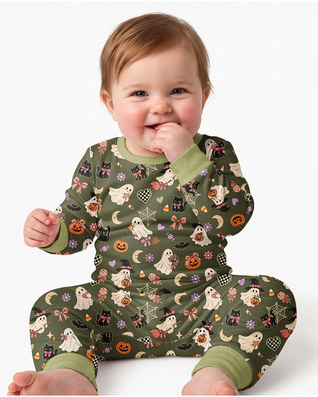 Retro Groovy Coquette Halloween Bamboo Two Piece Long Sleeve Pajama Set