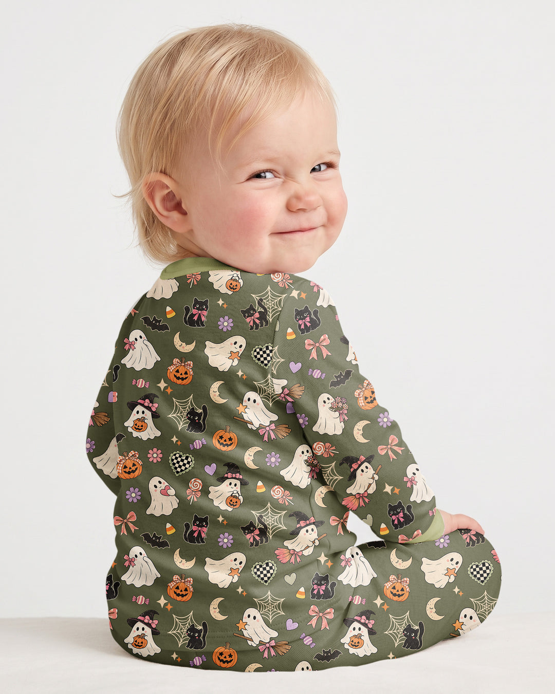 Retro Groovy Coquette Halloween Bamboo Two Piece Long Sleeve Pajama Set