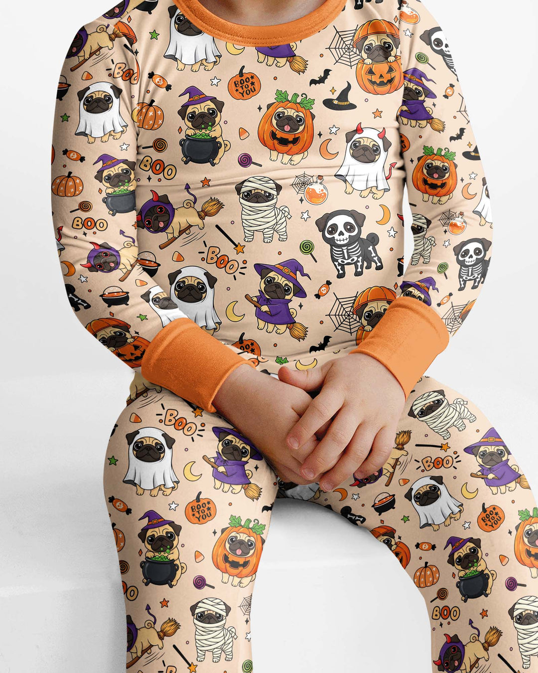 Spooky Pug Bamboo Two Piece Long Sleeve Pajama Set