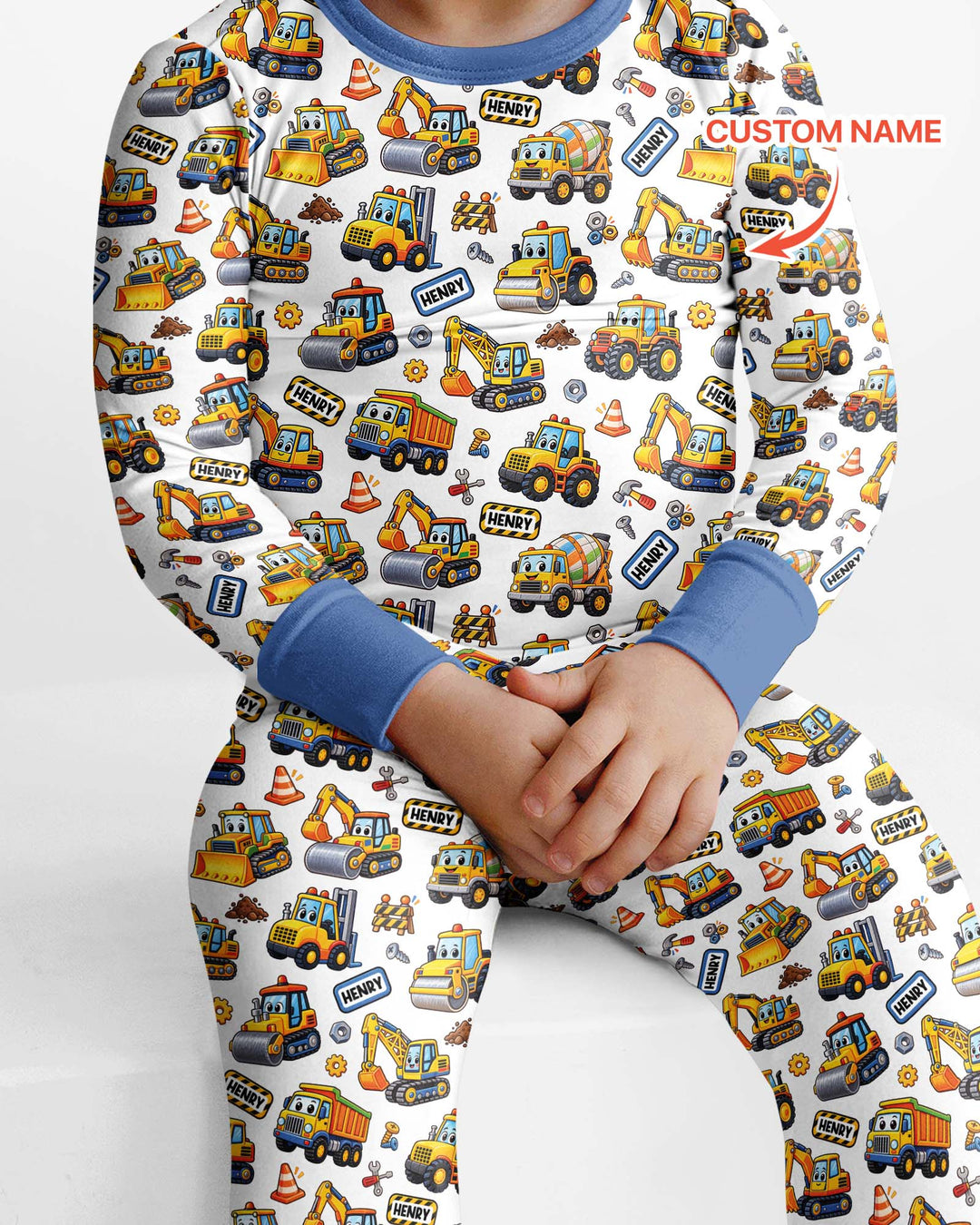 Construction Machines Bamboo Two Piece Long Sleeve Pajama Set