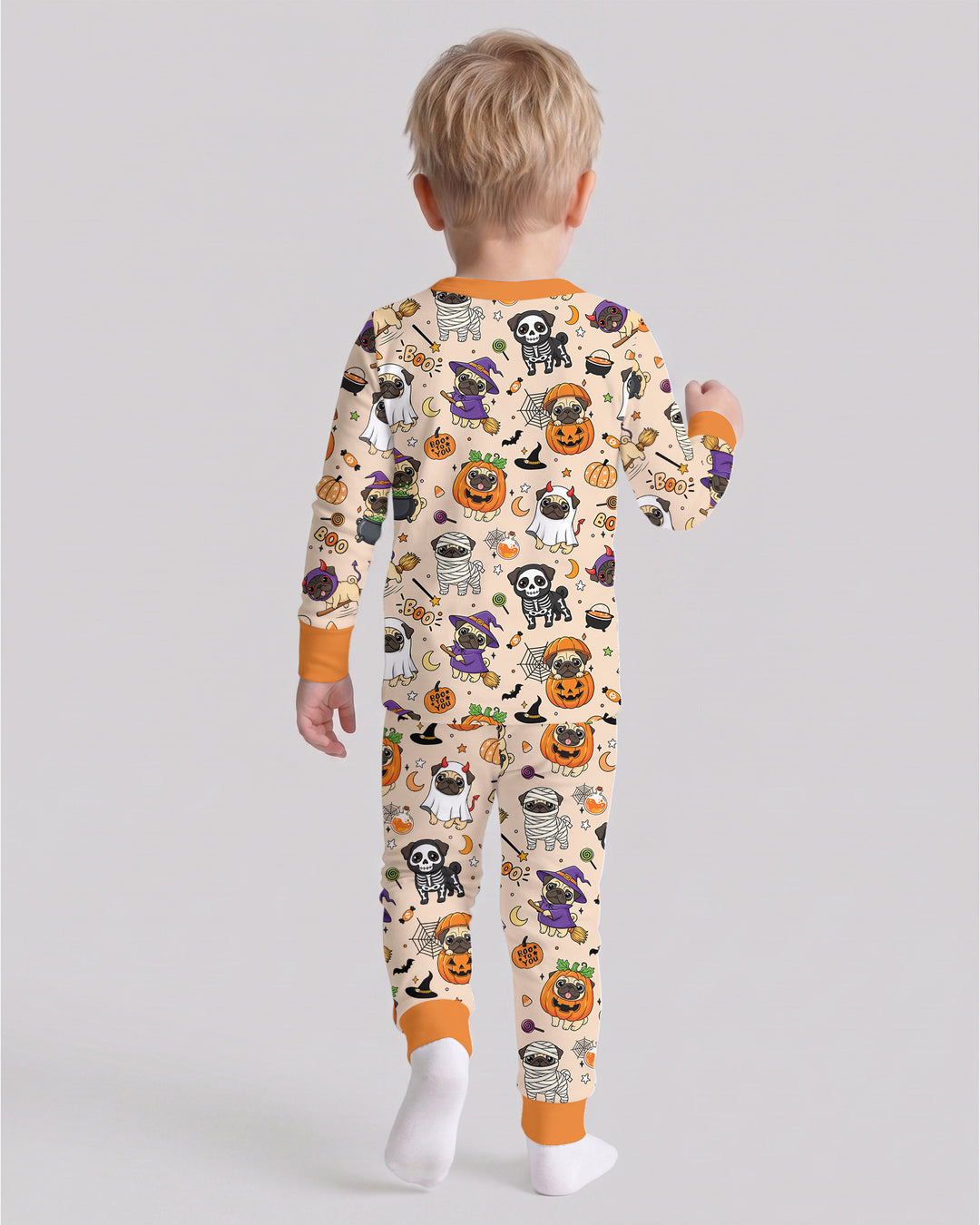 Spooky Pug Bamboo Two Piece Long Sleeve Pajama Set