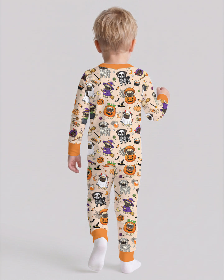Spooky Pug Bamboo Two Piece Long Sleeve Pajama Set