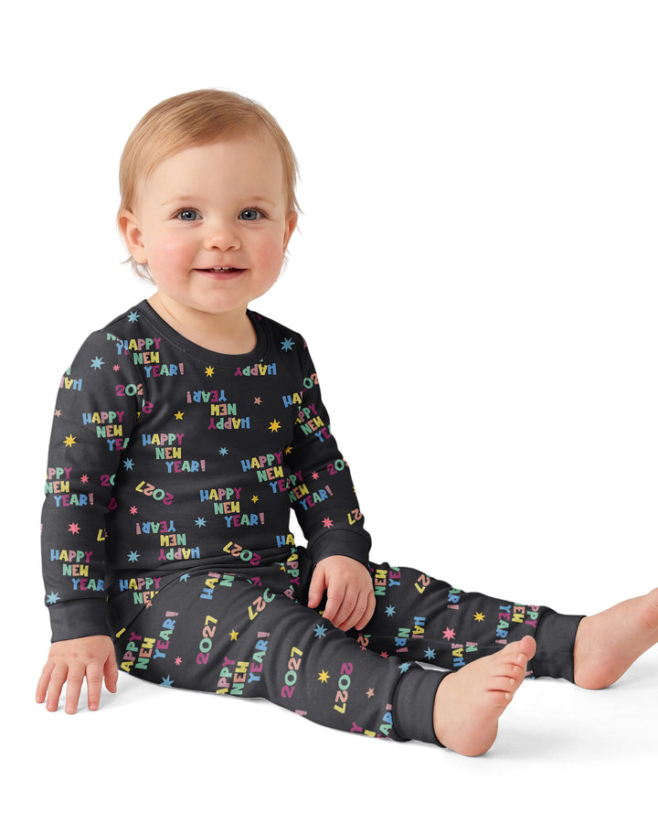 Retro Happy New Year 2027 Bamboo Two Piece Long Sleeve Pajama Set