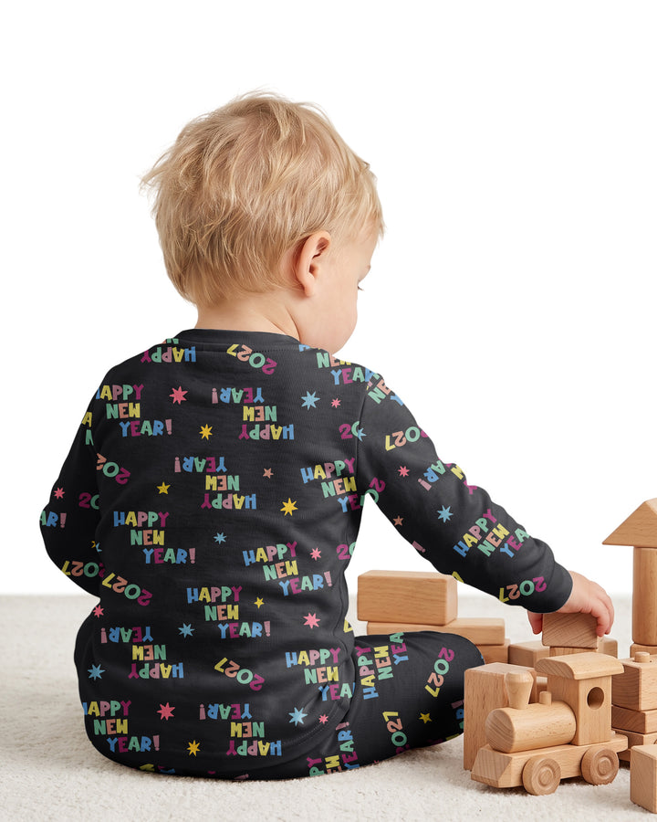 Retro Happy New Year 2027 Bamboo Two Piece Long Sleeve Pajama Set