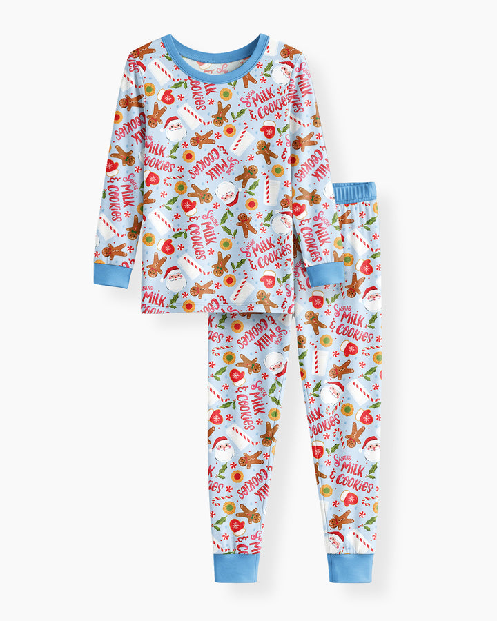 Santas, Milk and Cookies Bamboo Two Piece Long Sleeve Pajama Set