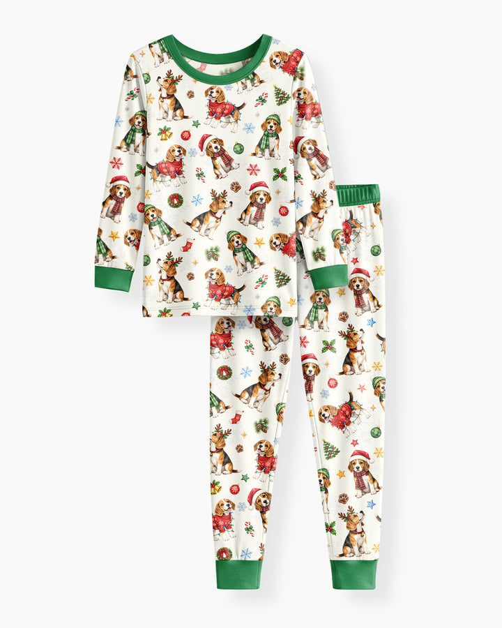 Beagle Christmas Bamboo Two Piece Long Sleeve Pajama Set