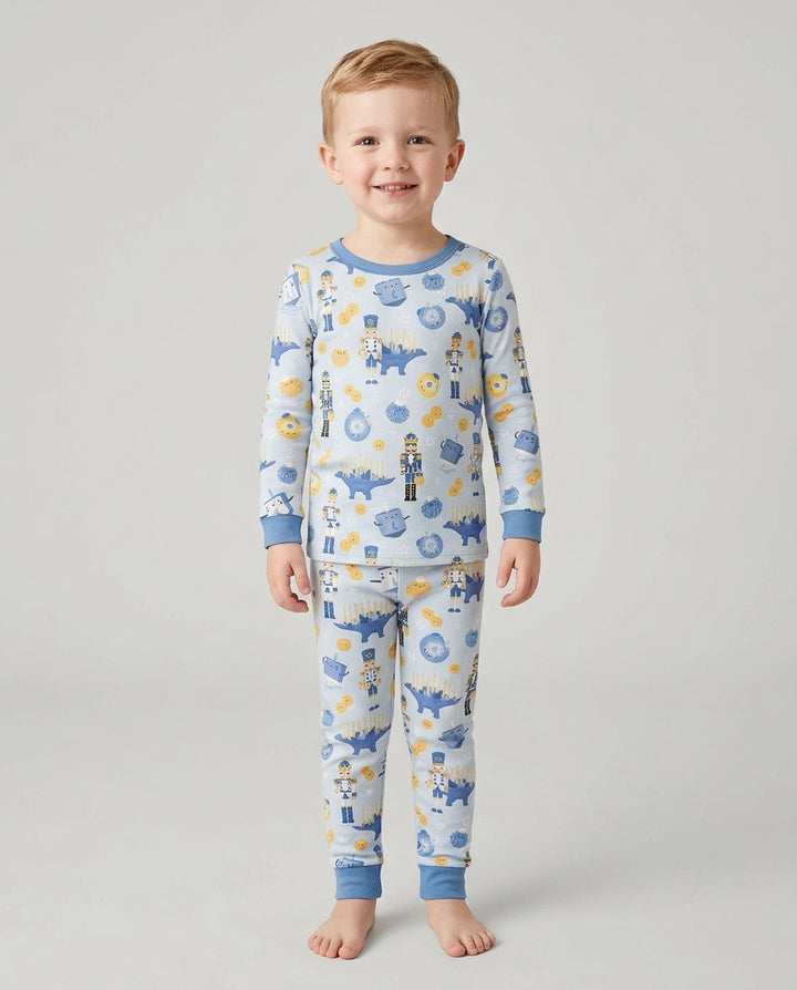 Hanukkah Nutcracker King Family Matching Bamboo Two Piece Long Sleeve Pajama Set