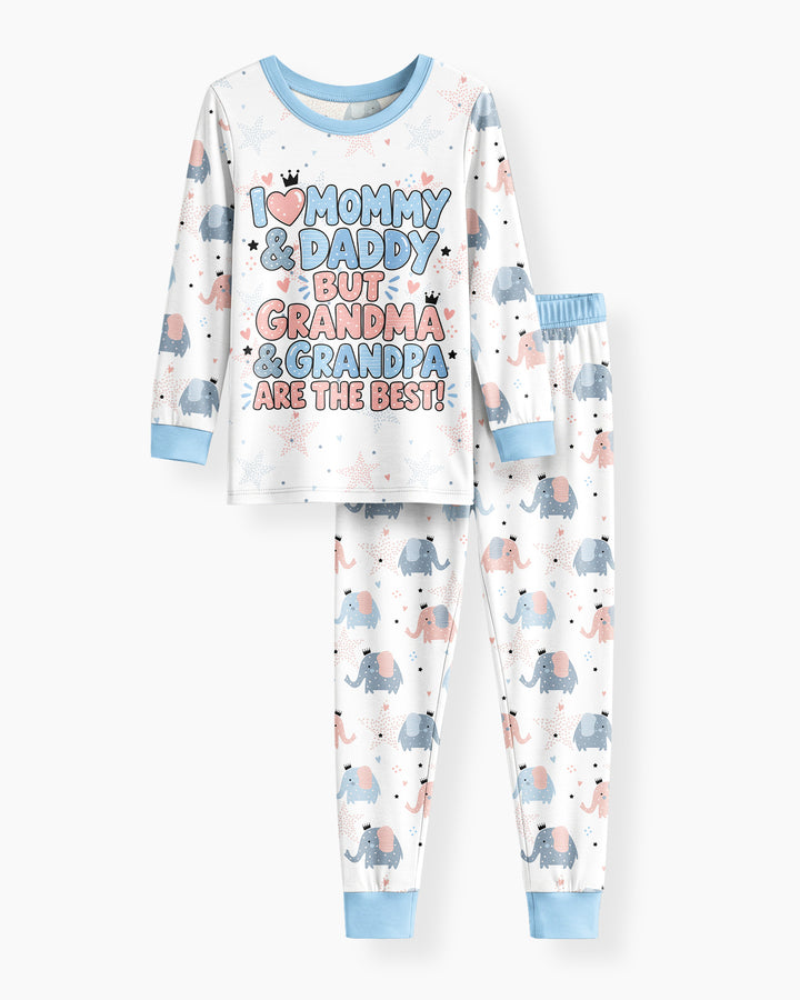 I Love Mommy & Daddy, but Grandma & Grandpa Are the Best! Bamboo Two Piece Long Sleeve Pajama Set