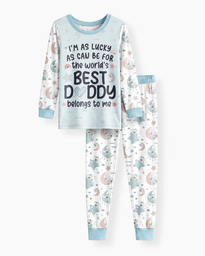 The World's Best Daddy Belongs To Me Bamboo Two Piece Long Sleeve Pajama Set