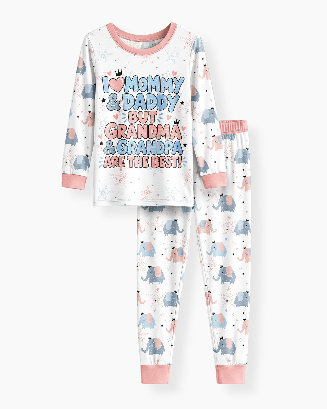 I Love Mommy & Daddy, but Grandma & Grandpa Are the Best! Bamboo Two Piece Long Sleeve Pajama Set