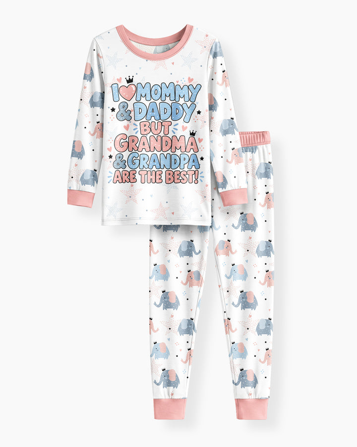 I Love Mommy & Daddy, but Grandma & Grandpa Are the Best! Bamboo Two Piece Long Sleeve Pajama Set