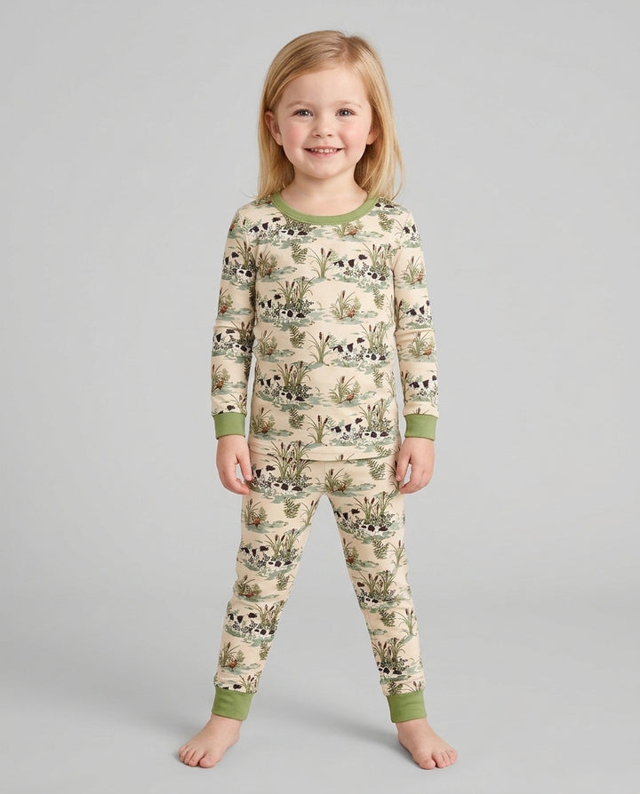 Vintage Pheasant & Hunting Dog Field Family Matching Bamboo Two Piece Long Sleeve Pajama Set