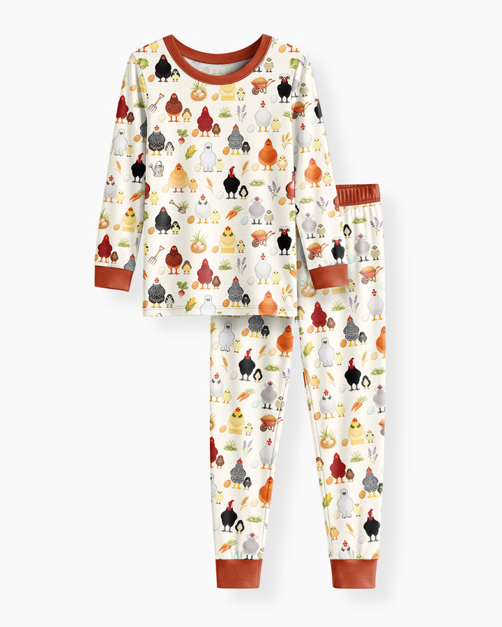 Chicks & Eggs Bamboo Two Piece Long Sleeve Pajama Set