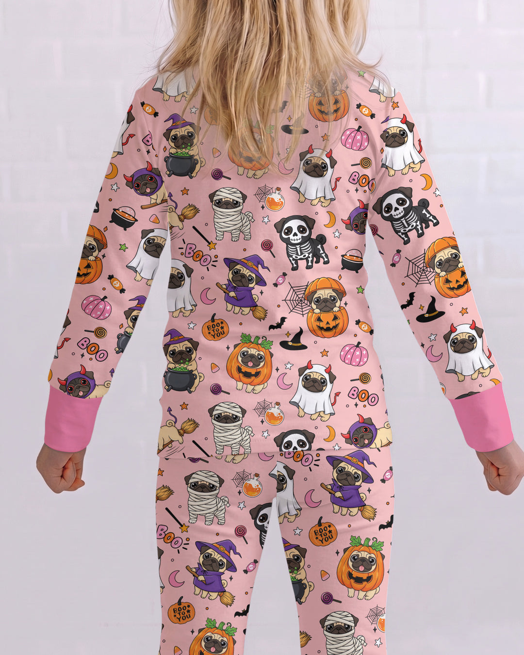 Spooky Pug Bamboo Two Piece Long Sleeve Pajama Set