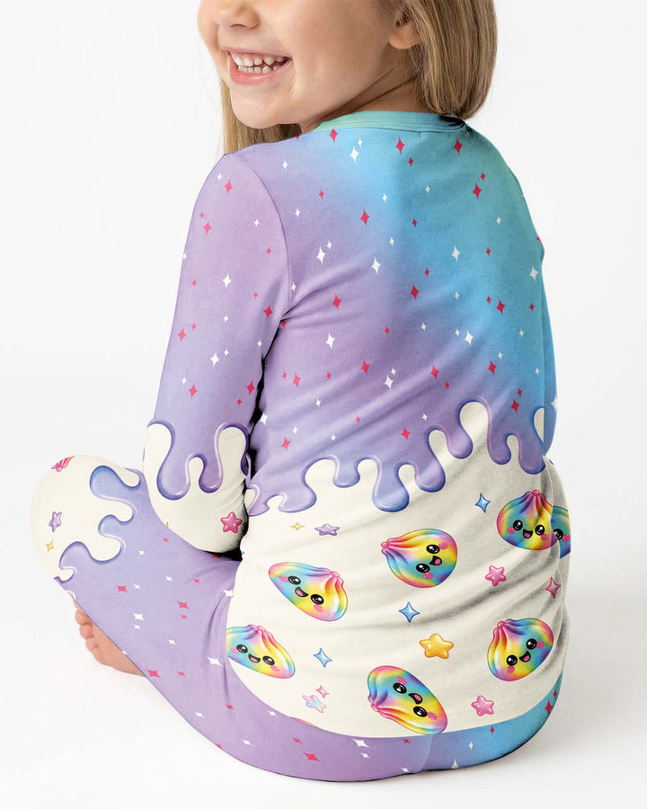 Personalized Dripping Kawaii Dumpling Bamboo Two Piece Long Sleeve Pajama Set