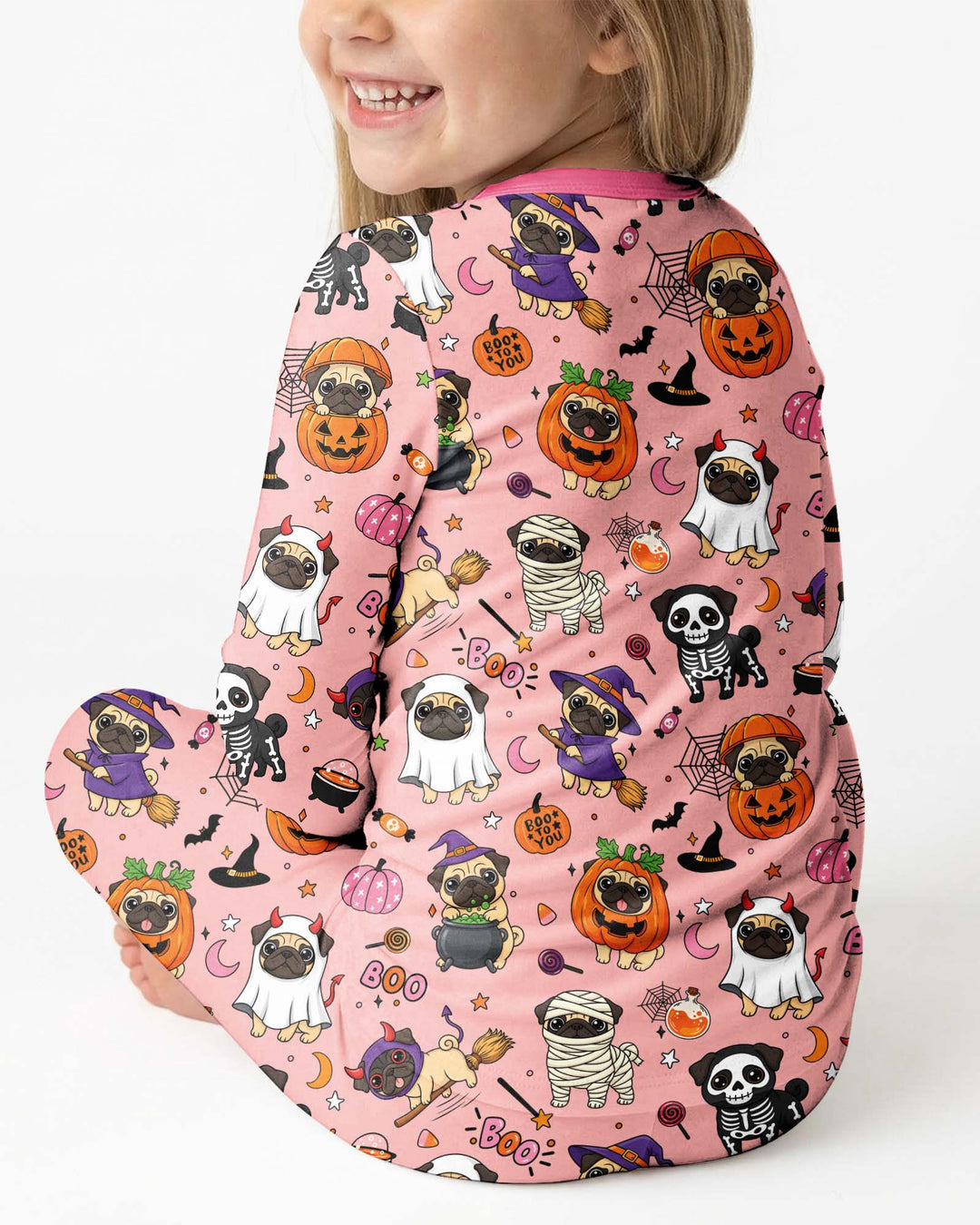 Spooky Pug Bamboo Two Piece Long Sleeve Pajama Set