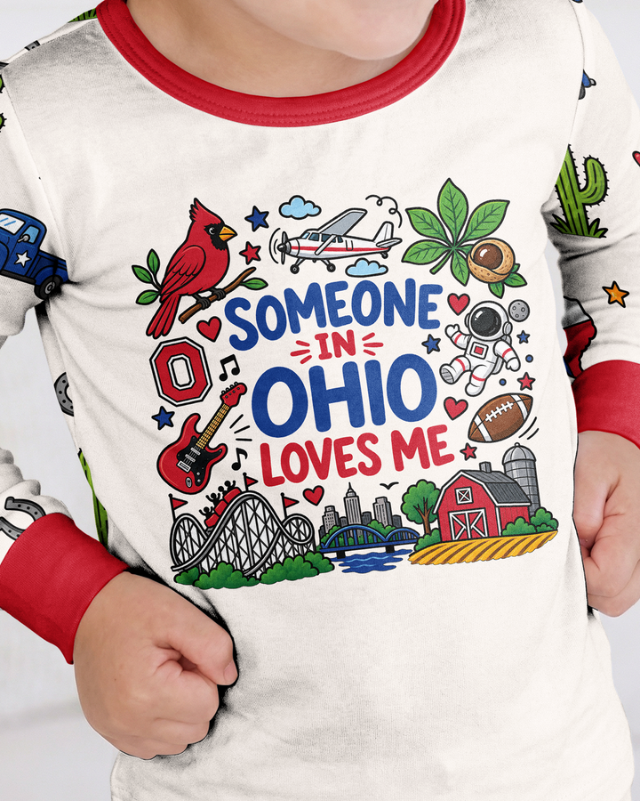 Someone in Ohio Loves Me Bamboo Two Piece Long Sleeve Pajama Set