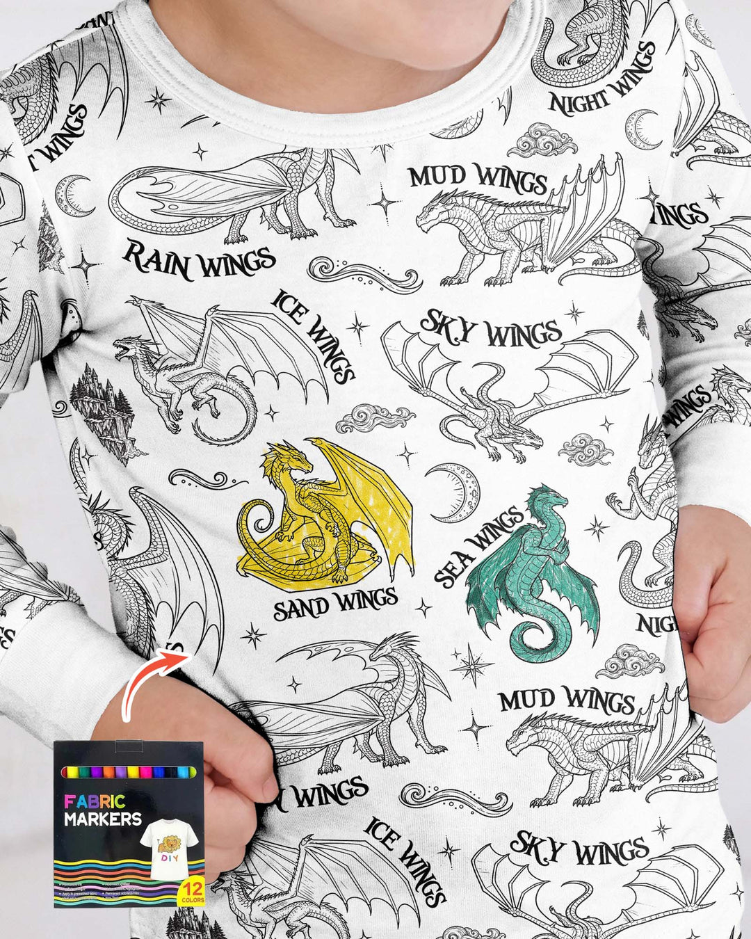 Elemental Dragons Colorable Bamboo Two Piece Long Sleeve Pajama Set