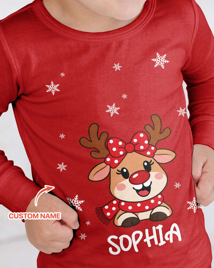 Merry Reindeer Bamboo Two Piece Long Sleeve Pajama Set