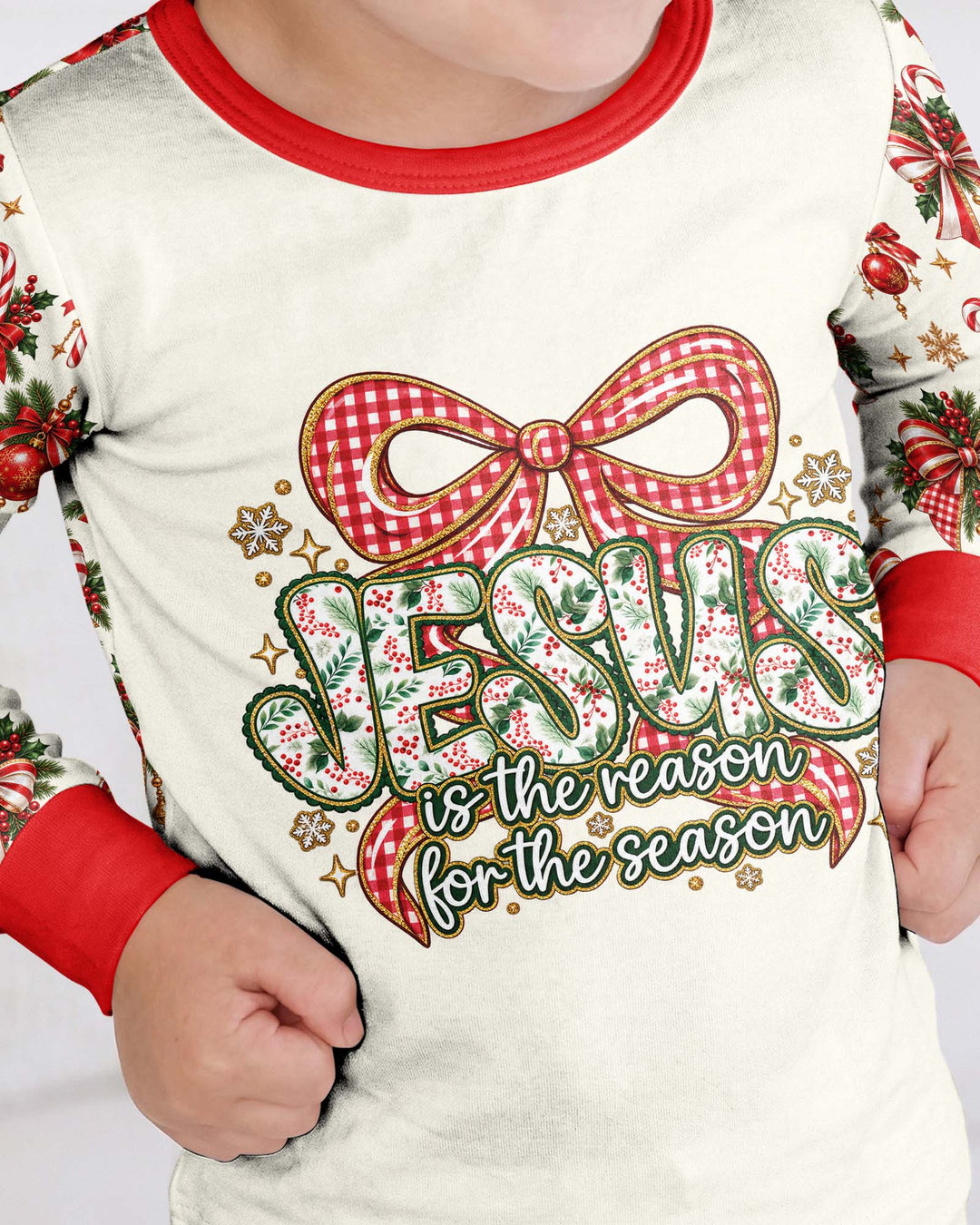Coquette Floral Jesus Is The Reason Mommy And Me Matching Bamboo Two Piece Long Sleeve Pajama Set