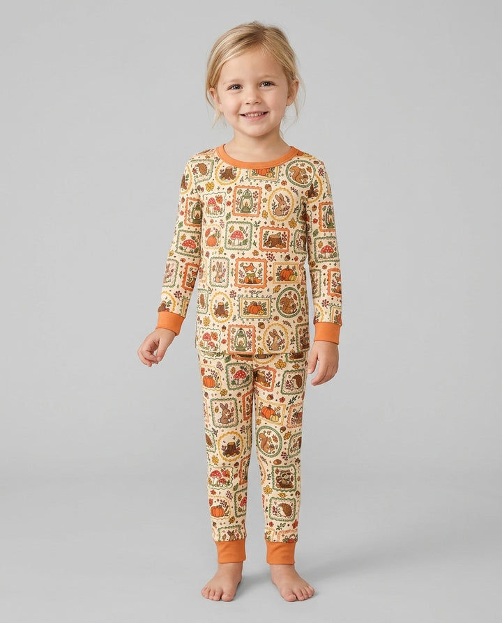 Woodland Animal Fall Bamboo Two Piece Long Sleeve Pajama Set