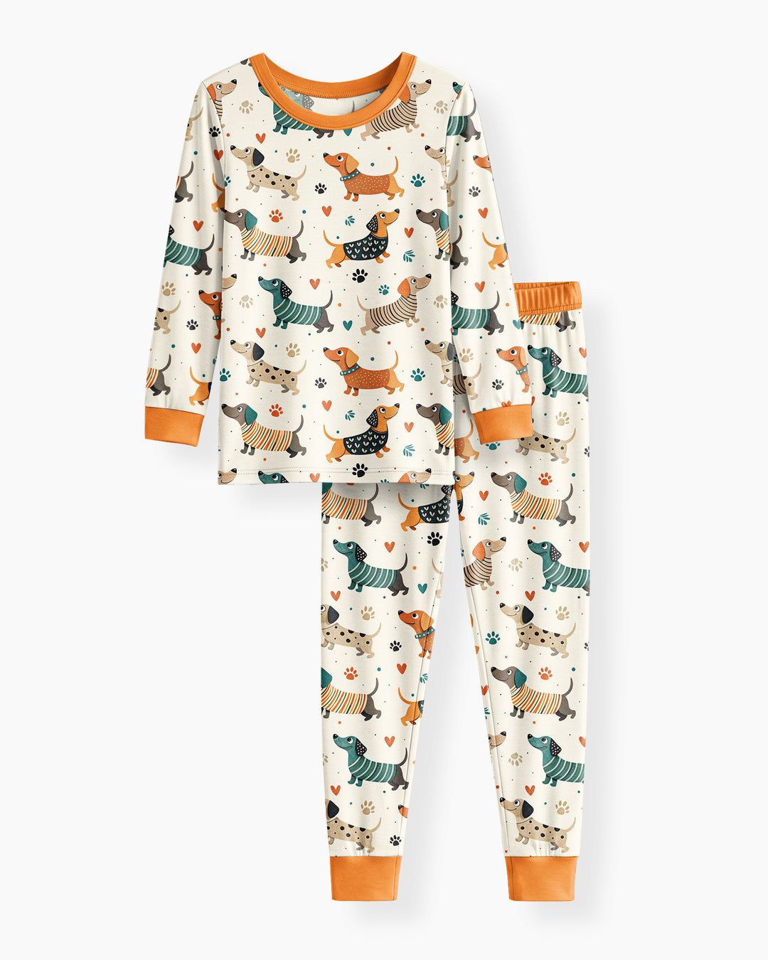 Cartoon Dachshund Bamboo Two Piece Long Sleeve Pajama Set