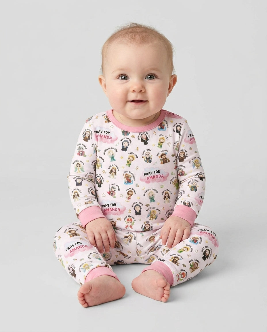 Catholic All Saints Bamboo Two Piece Long Sleeve Pajama Set