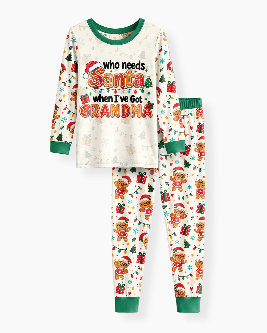 Who Needs Santa When I've Got Grandma Bamboo Two Piece Long Sleeve Pajama Set