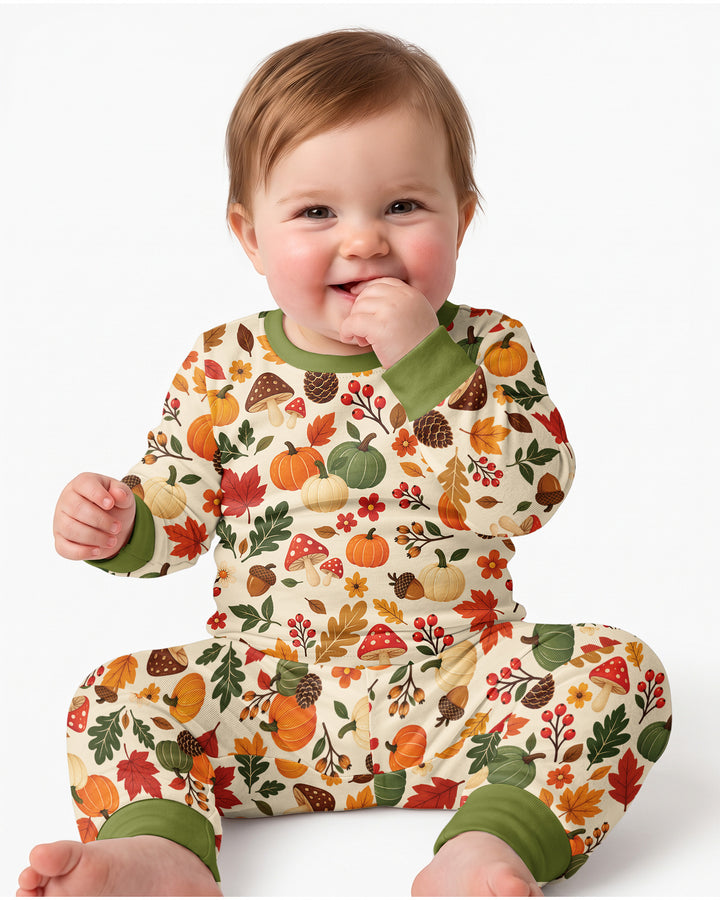 Cozy Forest Fall Bamboo Two Piece Long Sleeve Pajama Set