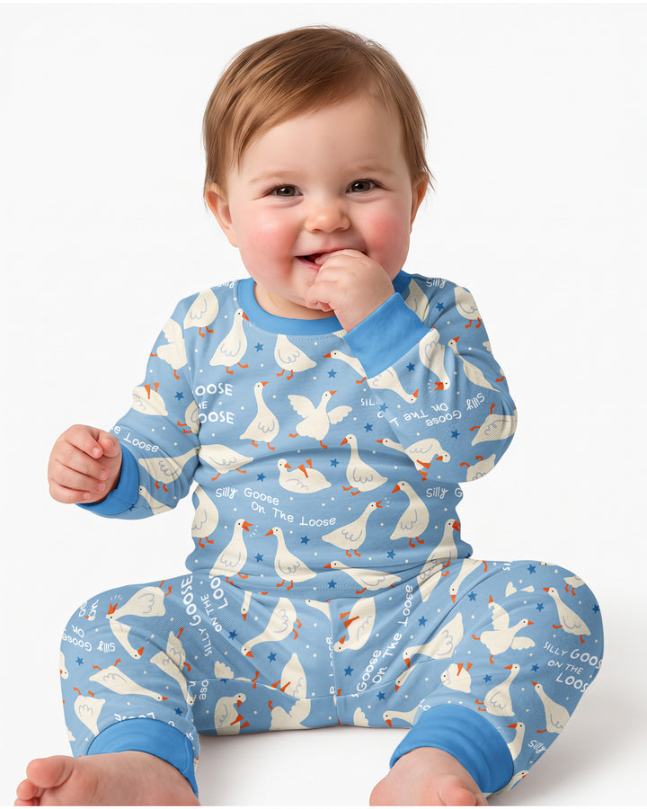 Silly Goose On The Loose Bamboo Two Piece Long Sleeve Pajama Set
