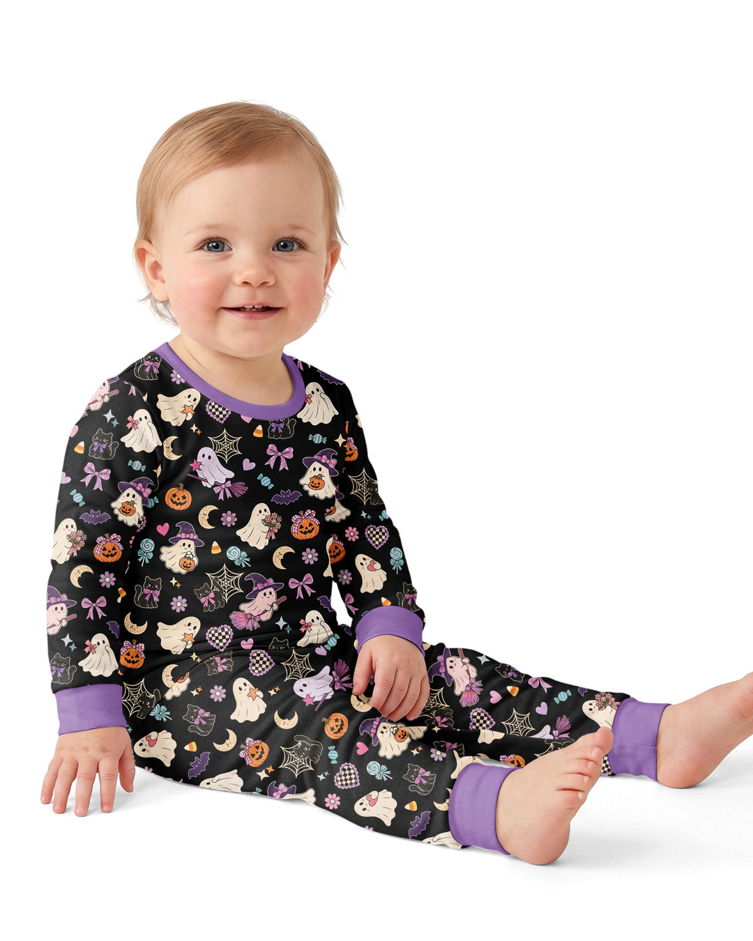 Retro Groovy Coquette Halloween Bamboo Two Piece Long Sleeve Pajama Set