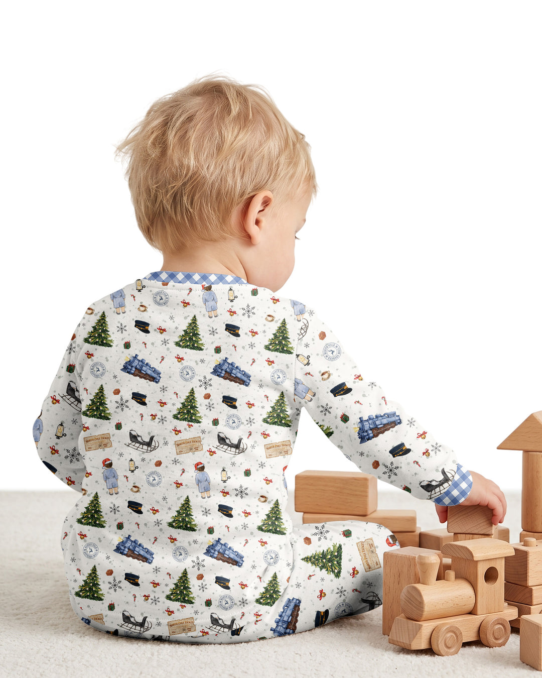 Custom Name North Pole Adventure Bamboo Two Piece Long Sleeve Pajama Set