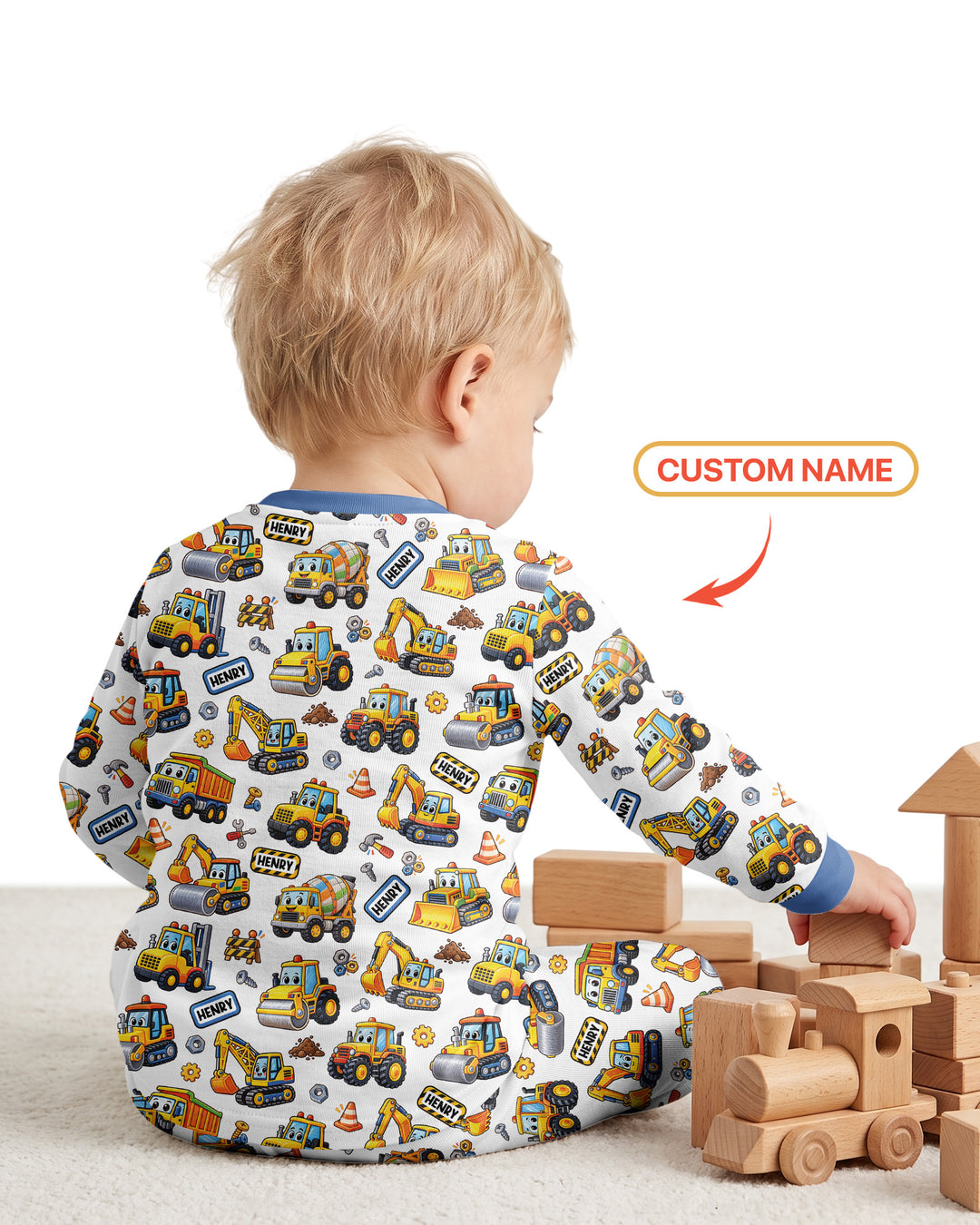 Construction Machines Bamboo Two Piece Long Sleeve Pajama Set