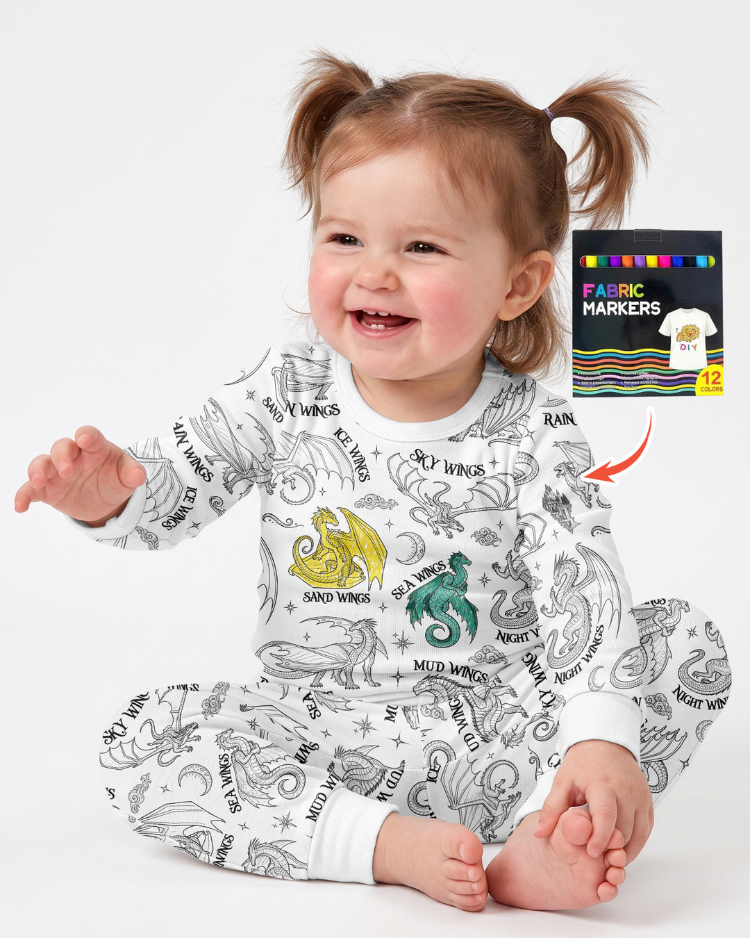 Elemental Dragons Colorable Bamboo Two Piece Long Sleeve Pajama Set