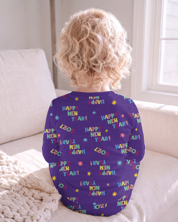Retro Happy New Year 2027 Bamboo Two Piece Long Sleeve Pajama Set