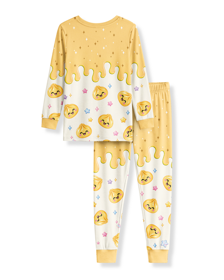 Personalized Dripping Kawaii Dumpling Bamboo Two Piece Long Sleeve Pajama Set