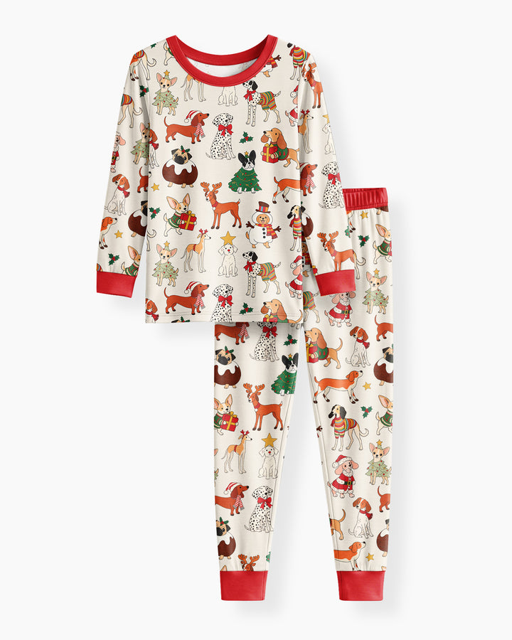 Santa Paws Parade Bamboo Two Piece Long Sleeve Pajama Set