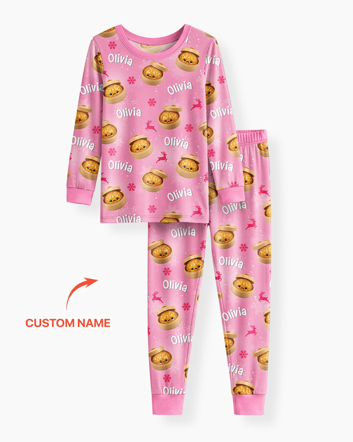 Christmas Cutie Dumpling Bamboo Two Piece Long Sleeve Pajama Set
