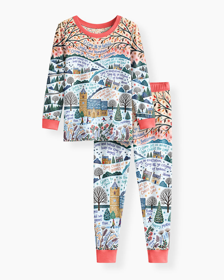 Oh Come Let Us Adore Him Bamboo Two Piece Long Sleeve Pajama Set