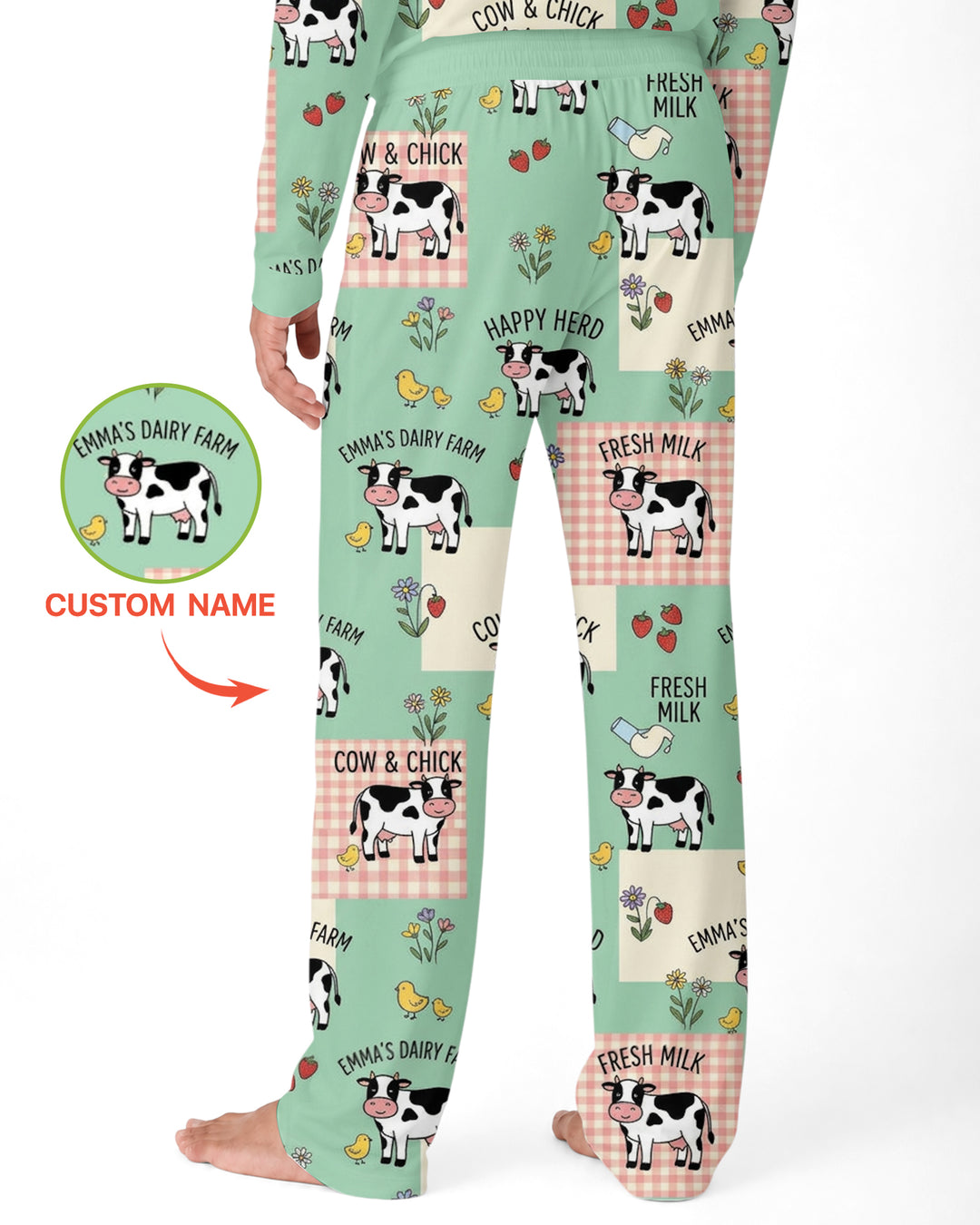 Custom Name Minty Farm And A Tiny Chick Bamboo Men Pajama Set
