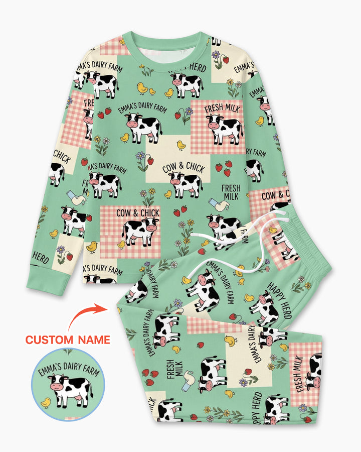 Custom Name Minty Farm And A Tiny Chick Bamboo Men Pajama Set