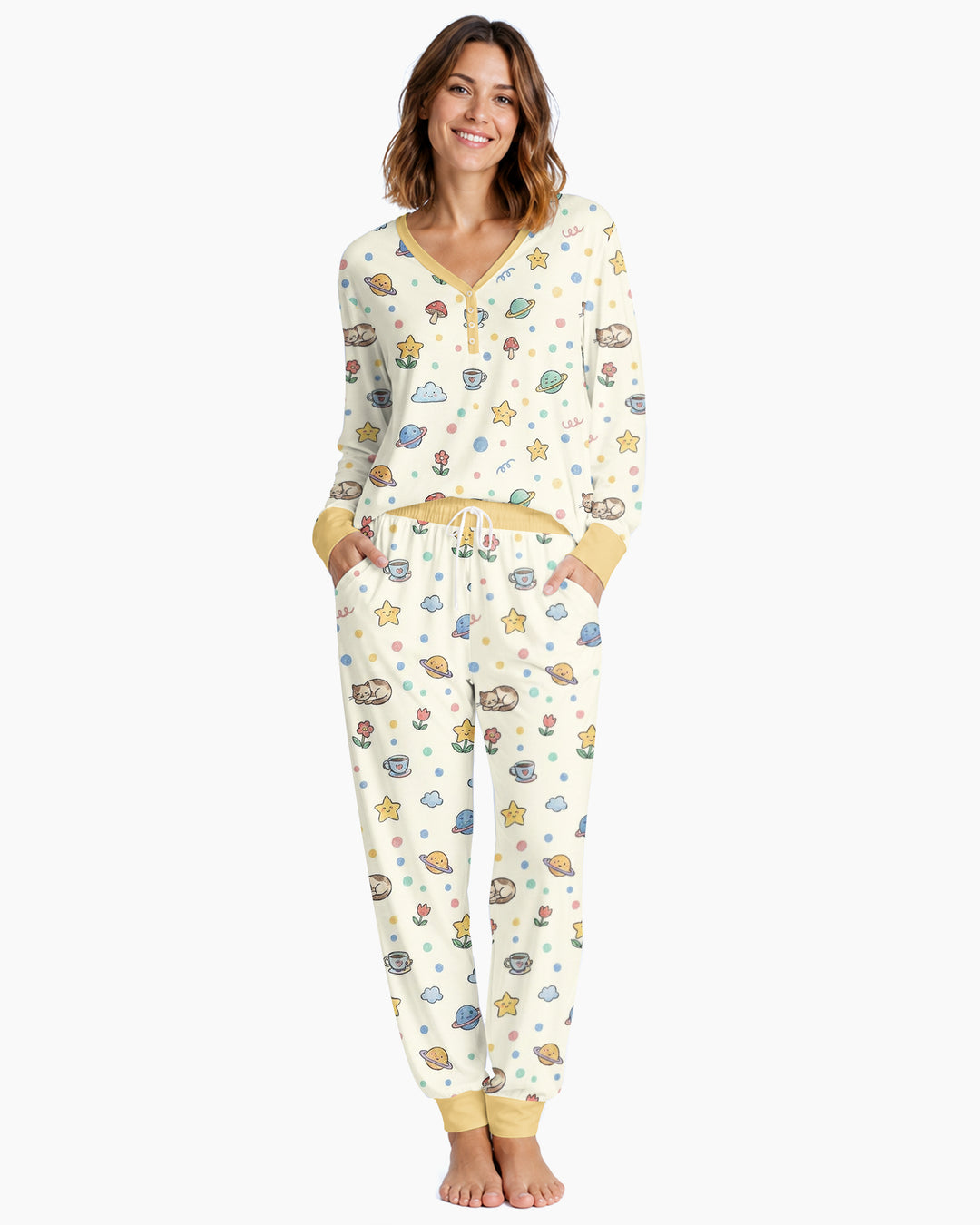 Lazy Cats Universe Bamboo Women Pajama Set