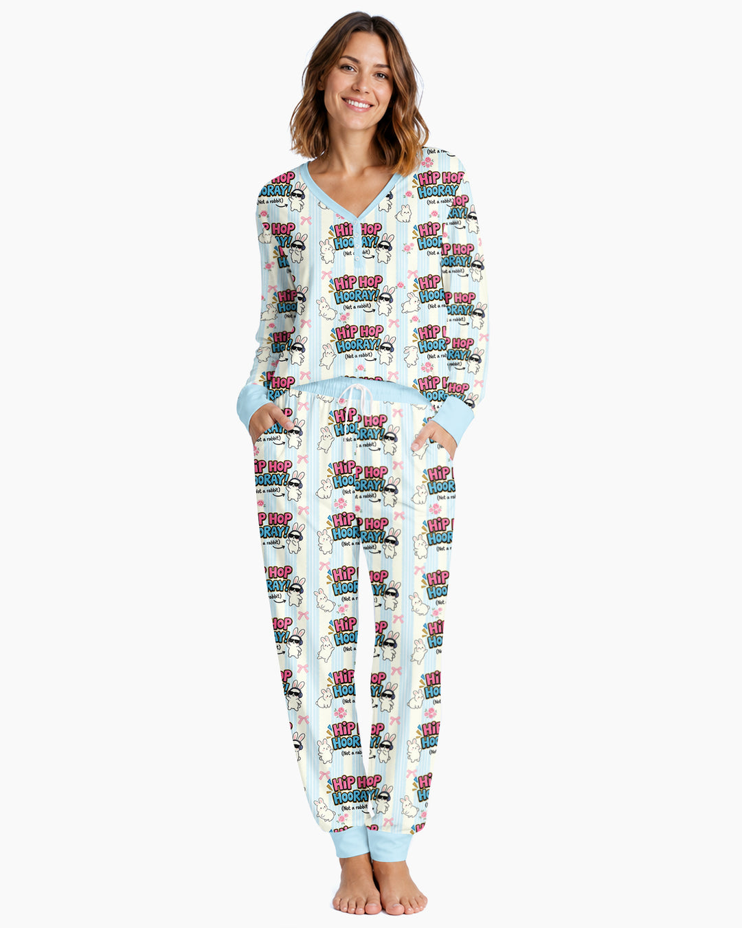 Hip Hop Bunny Bamboo Women Pajama Set