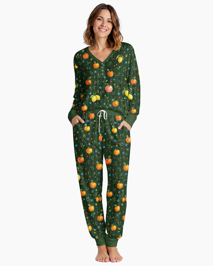 Forest Orange Bamboo Women Pajama Set