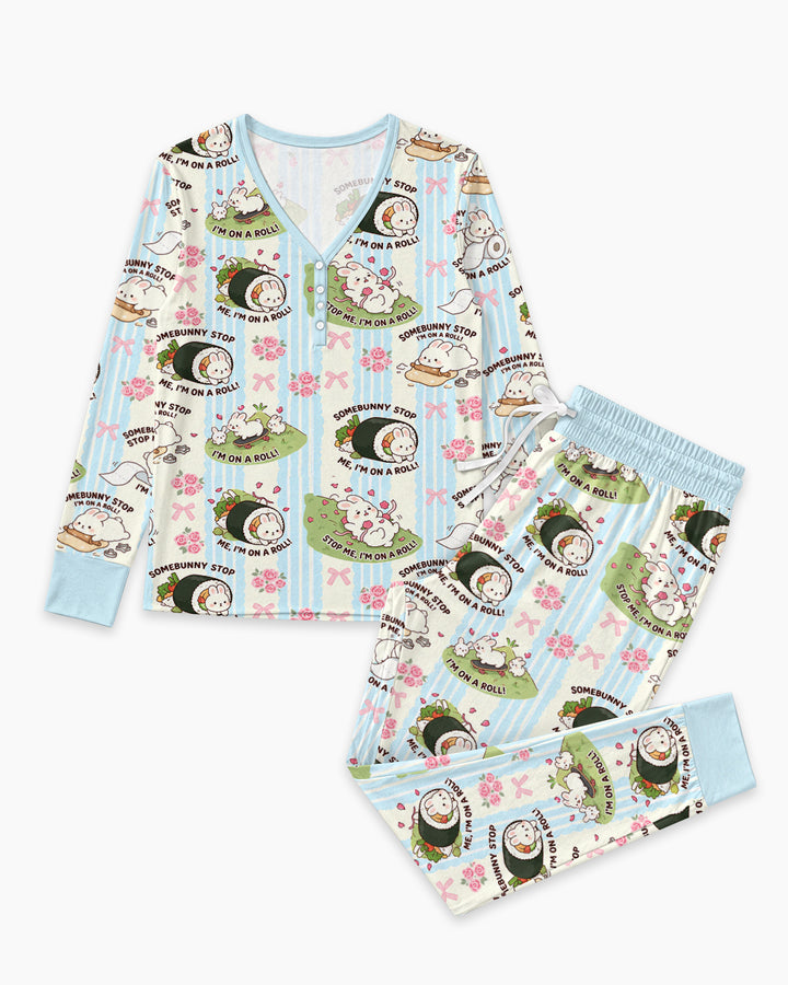 Bunny On A Roll Bamboo Women Pajama Set