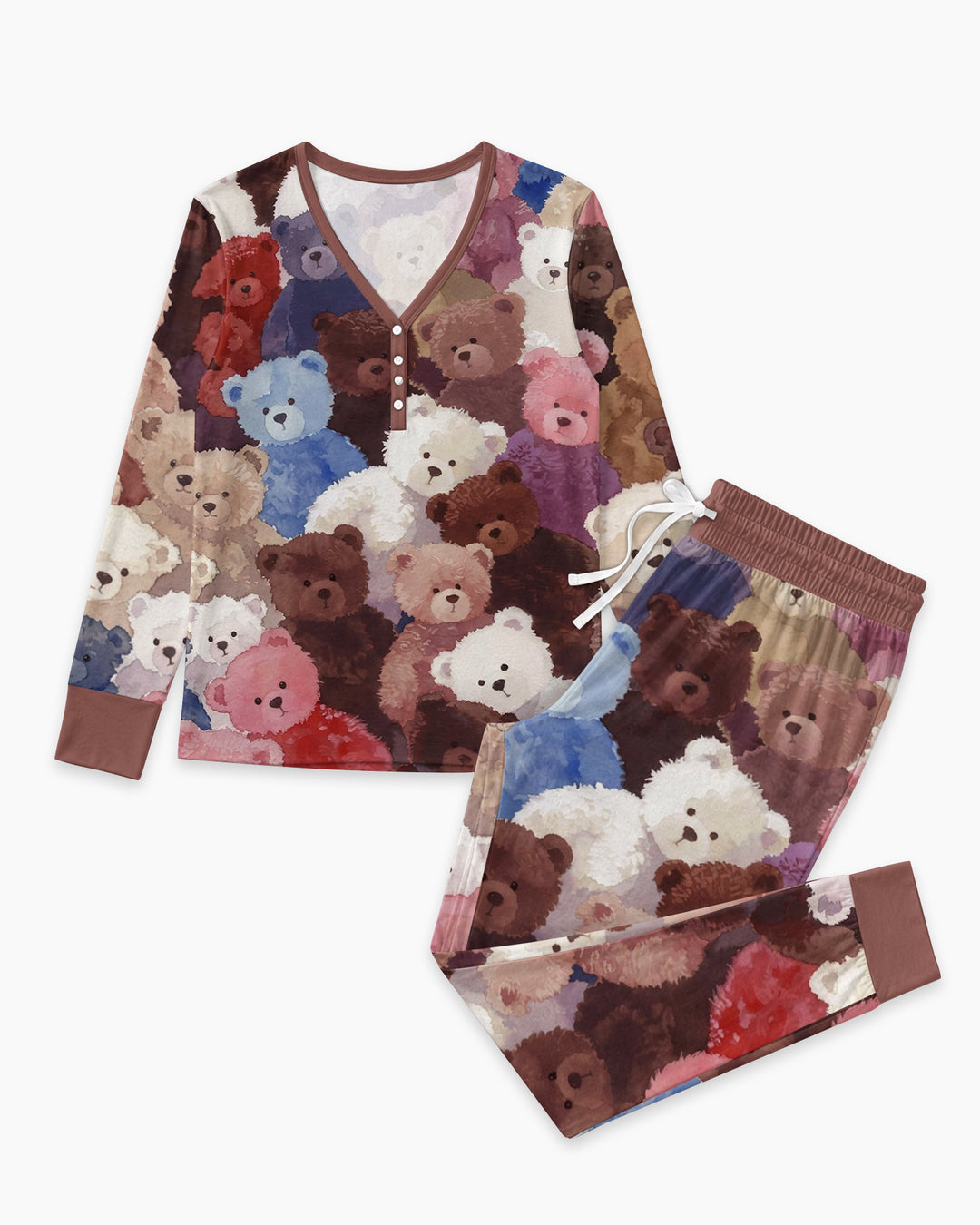 Teddy Bear Hug Jam Bamboo Women Pajama Set