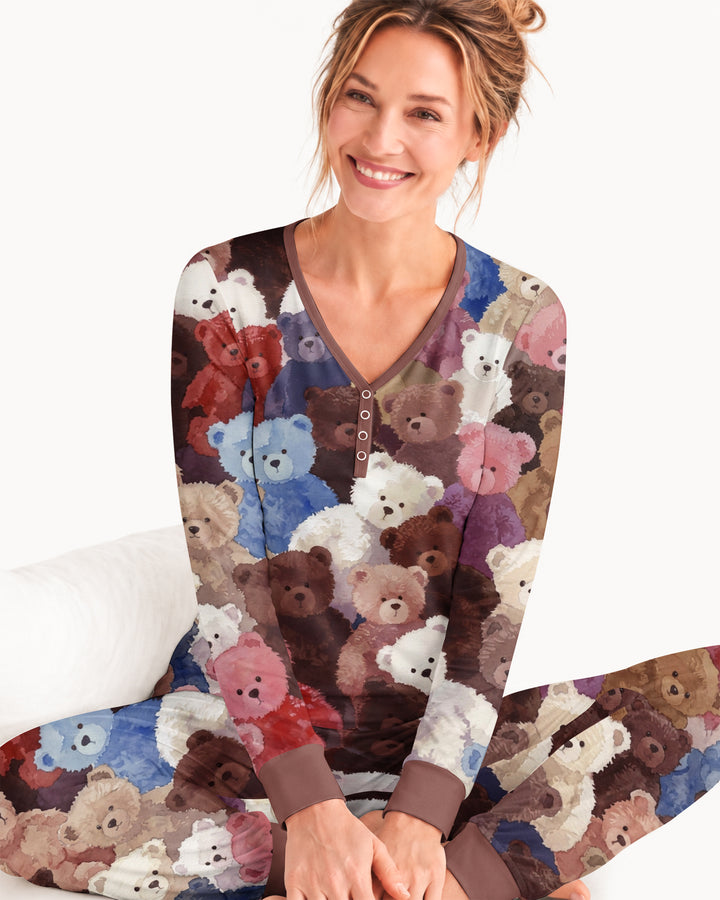 Teddy Bear Hug Jam Bamboo Women Pajama Set