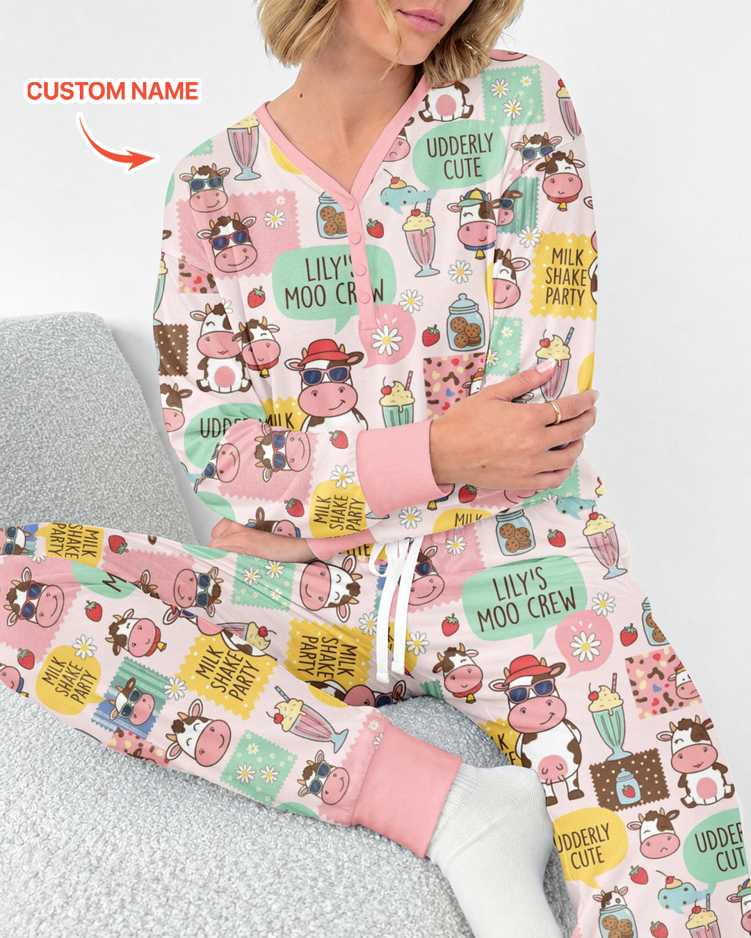 Custom Name The Milkshake Secret Society Bamboo Women Pajama Set