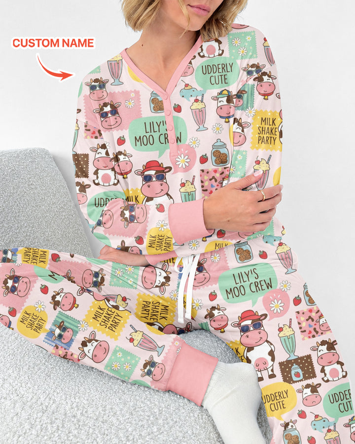 Custom Name The Milkshake Secret Society Bamboo Women Pajama Set