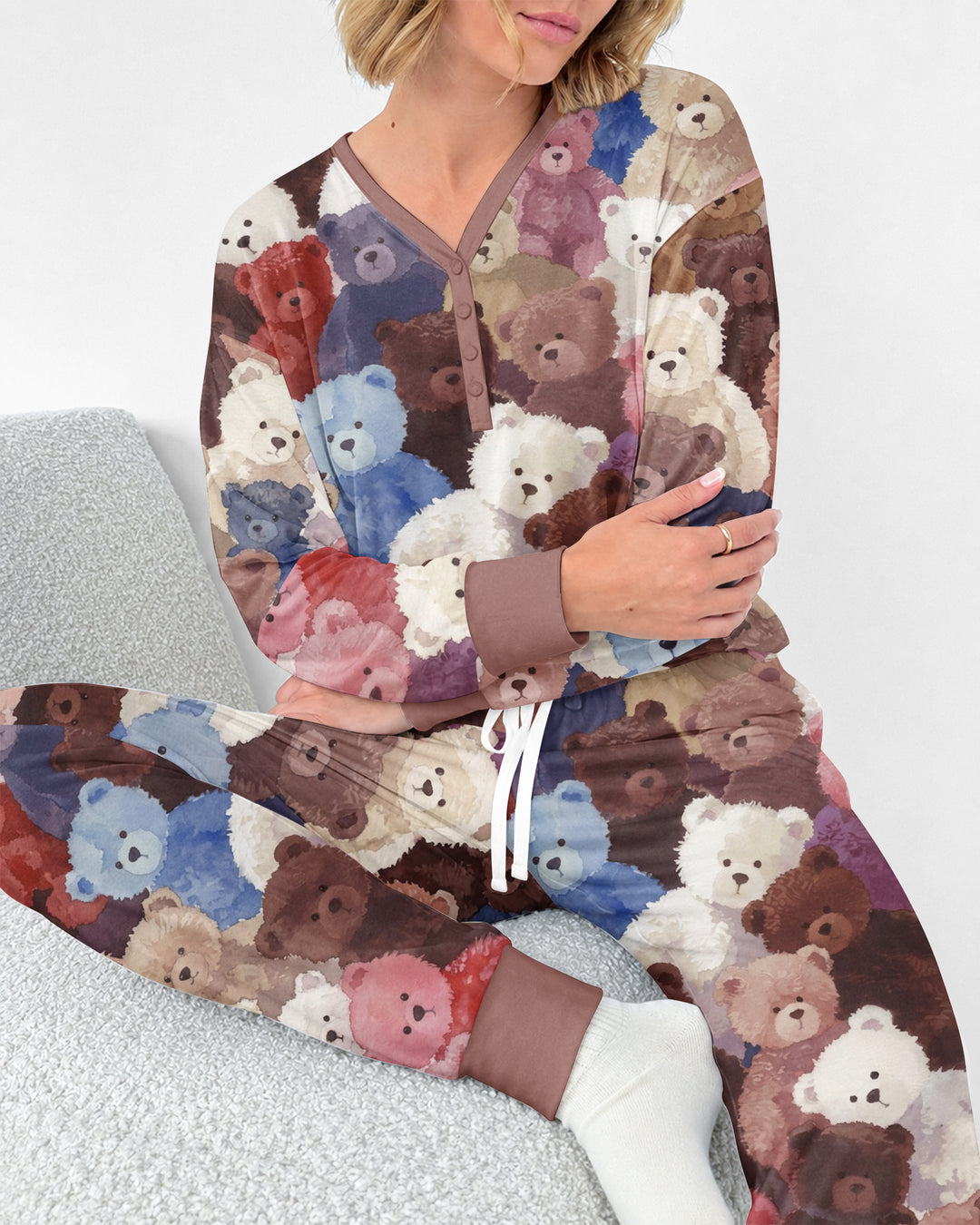 Teddy Bear Hug Jam Bamboo Women Pajama Set